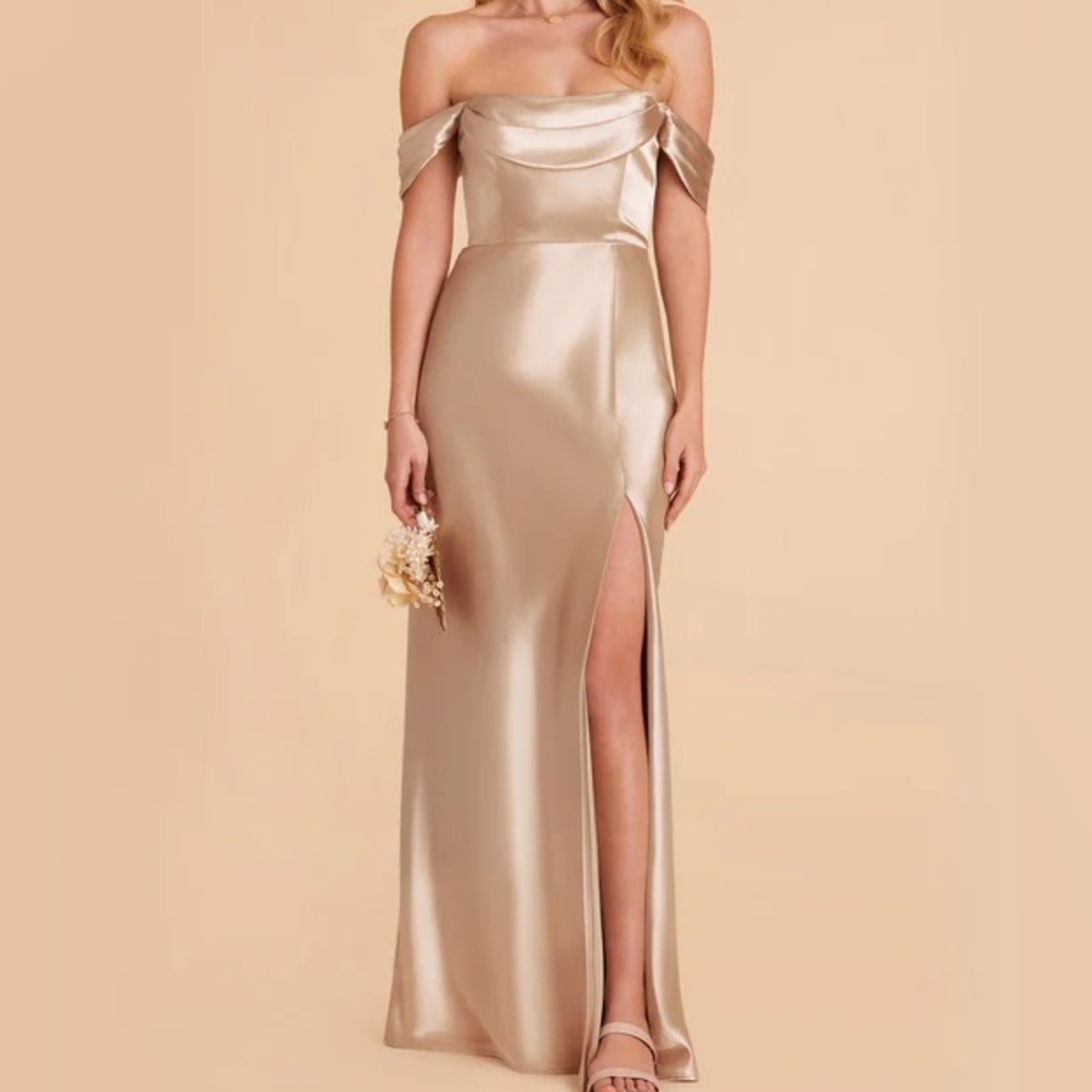 Satin champagne bridesmaid dress